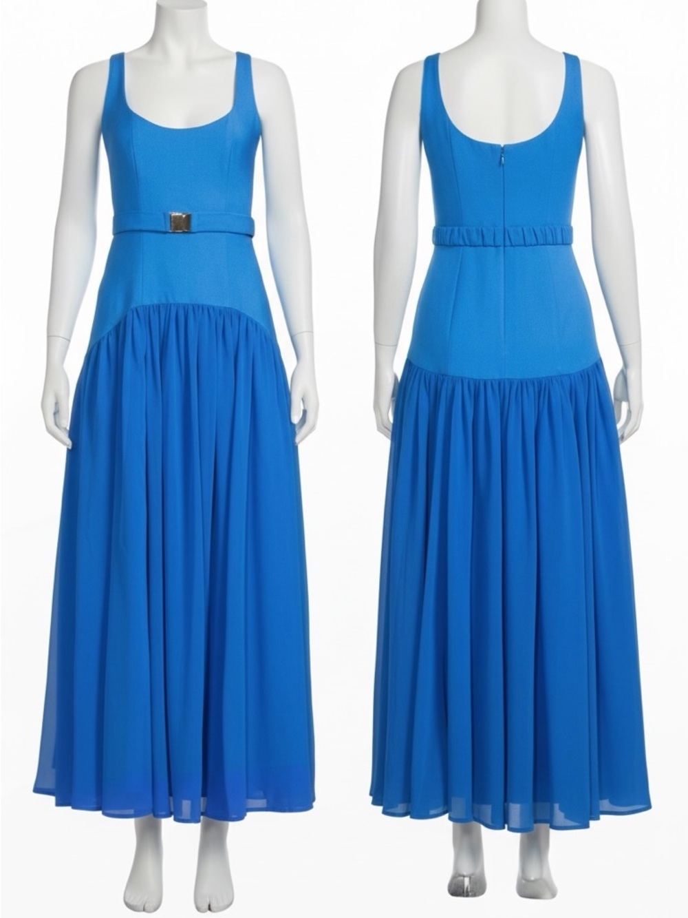 Hutch Ridge Women’s Drop-Waist Scoop Neck Blue Cocktail Maxi Dress Size 2 NEW - Picture 9 of 12